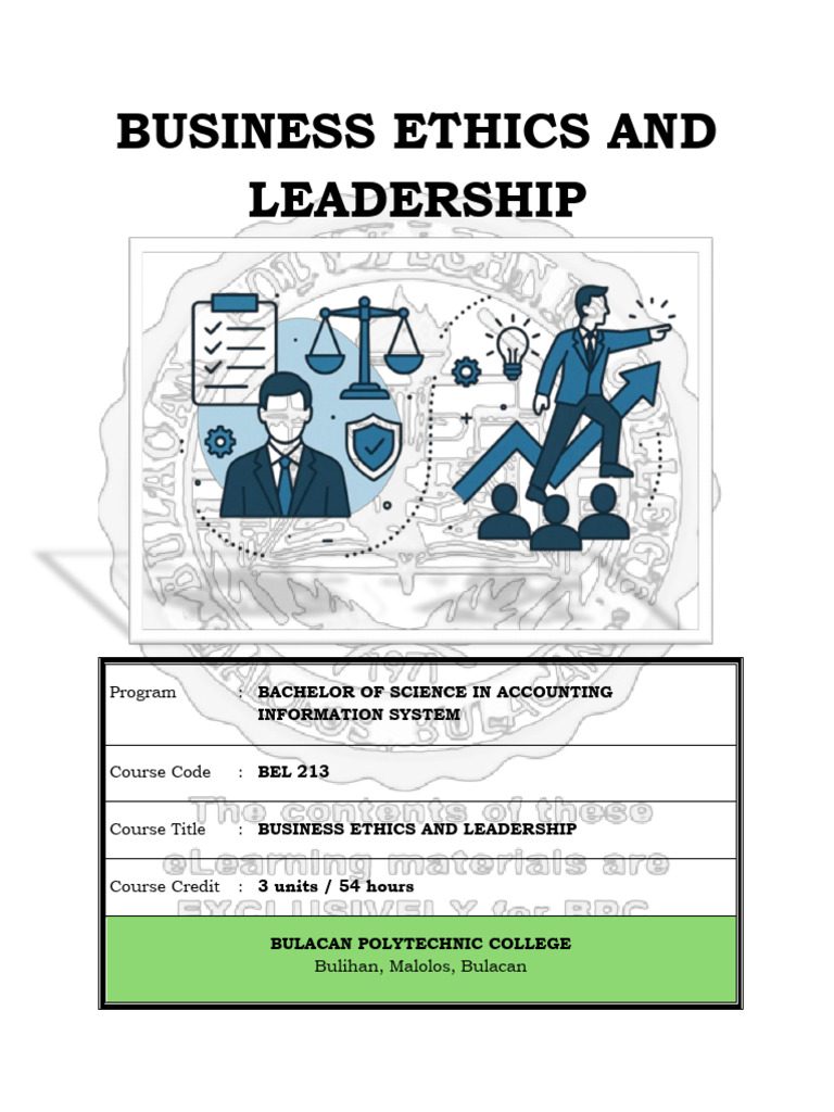 BEL213 AY24 25 Information Sheet 6 Organizational Culture and Ethical ...