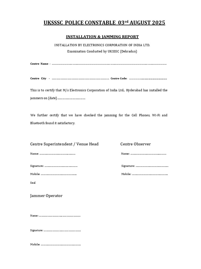 1540 - Uksssc - 03082025 - Police Constable - Installation and Jamming ...