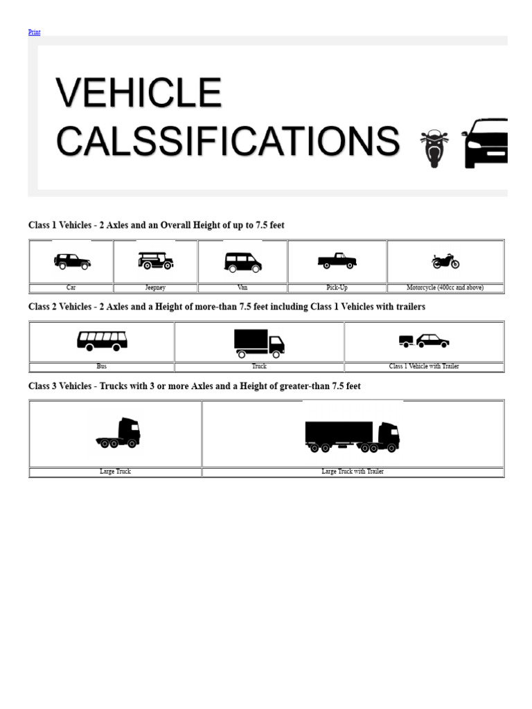 Vehicle Classifications for Toll Fees | PDF