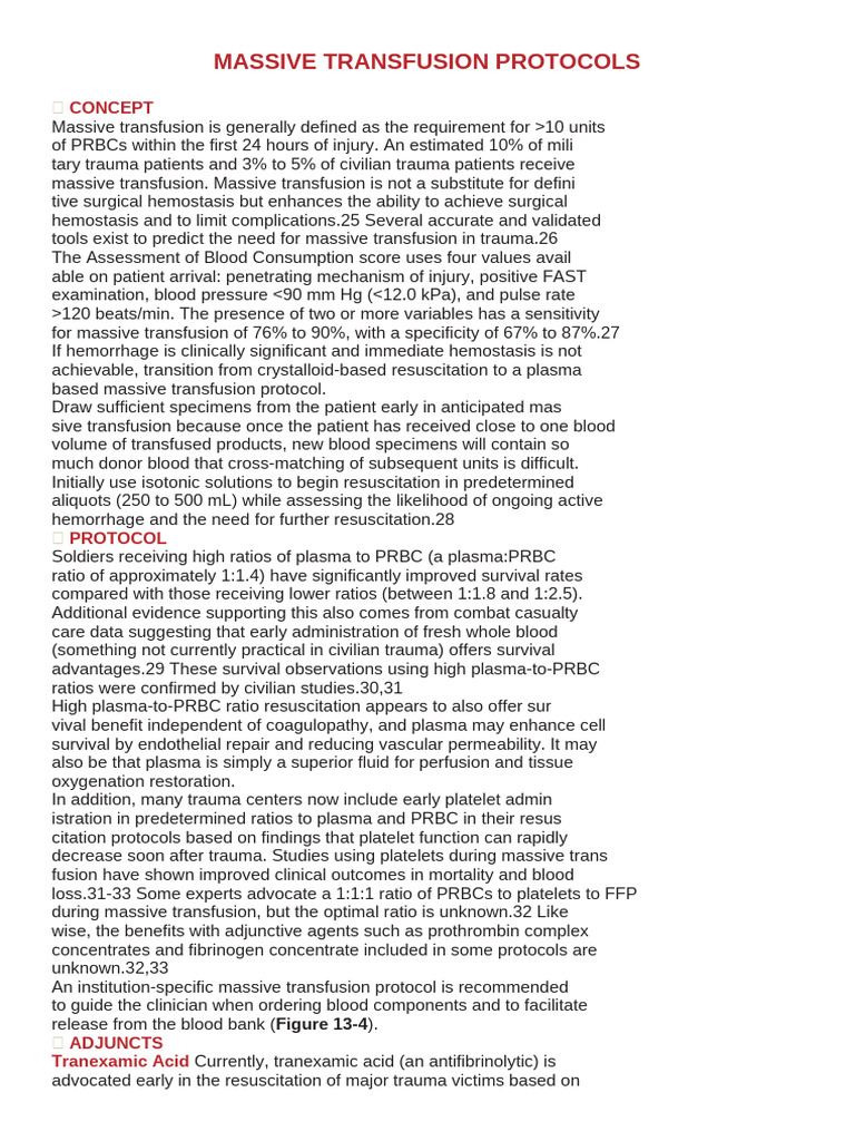 Massive Transfusion Protocol Overview | PDF | Blood Transfusion ...