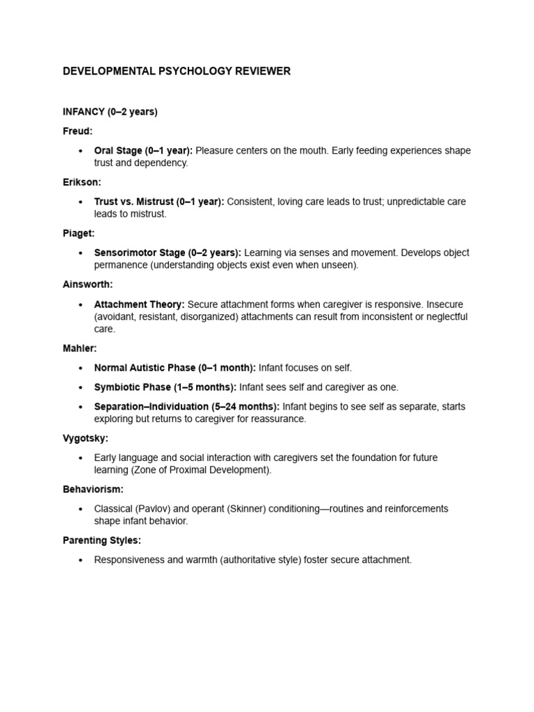 Developmental Psychology Reviewer 2 | PDF | Attachment Theory ...