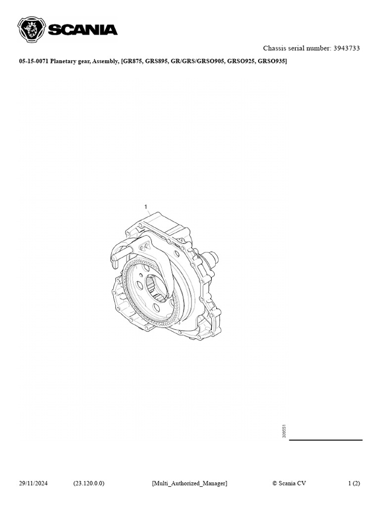 Planetary Gear Assembly Details for Scania | PDF