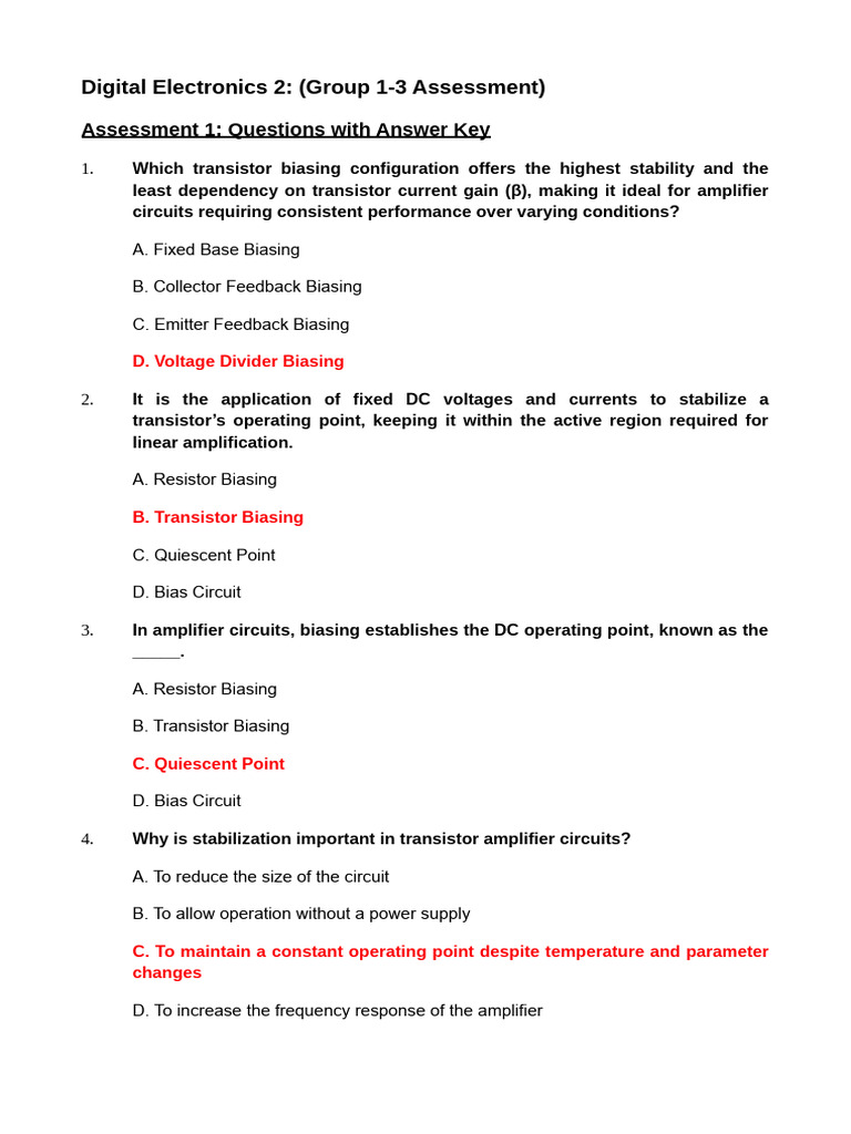Digital Electronics Assessment Questions | PDF | Electronic Oscillator ...