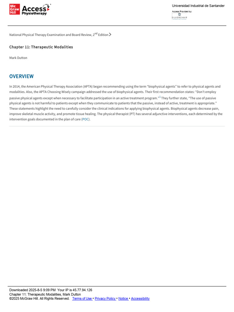 Chapter 11 - Therapeutic Modalities | PDF | Heat Transfer | Edema