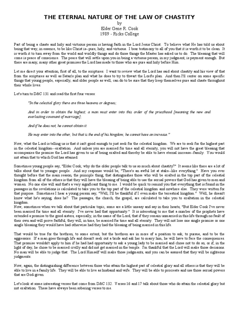 Understanding the Law of Chastity | PDF | Chastity | Prayer