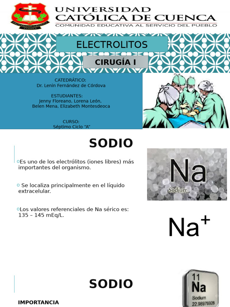 Importancia y Alteraciones del Sodio | PDF | Sodio
