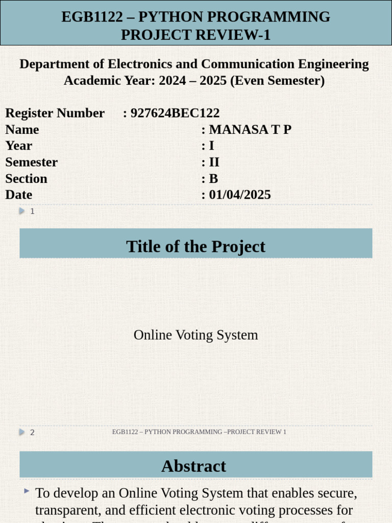 927624BEC122 - Manasa T P Online Voting System Python Project | PDF ...