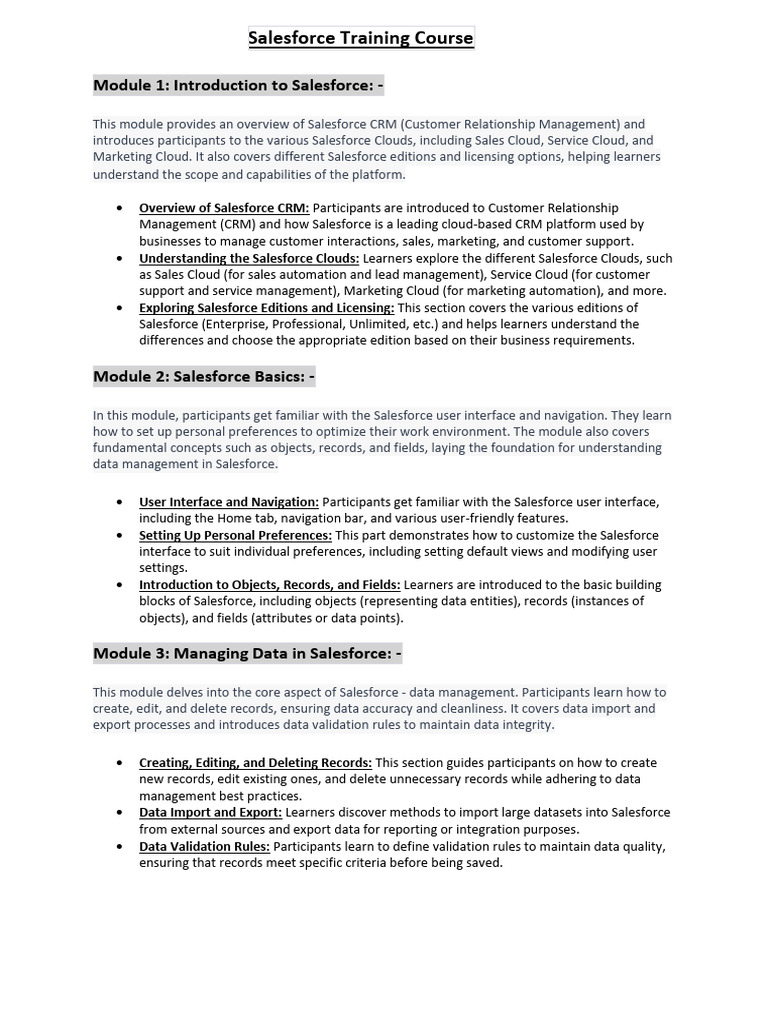 Salesforce Training Course Brief | PDF | Mobile App | Customer ...