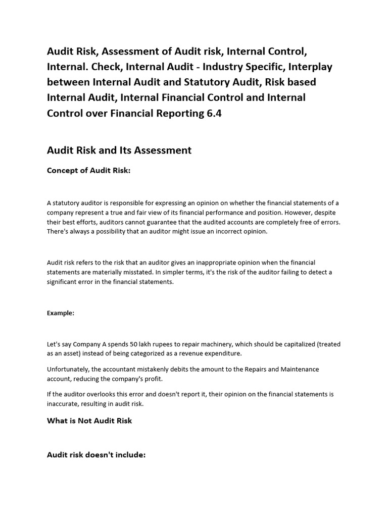 Understanding Audit Risk and Internal Control | PDF | Internal Control ...