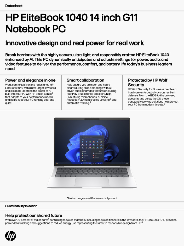 HP EliteBook 1040 G11 Overview | PDF | Windows 10 | Microsoft Windows