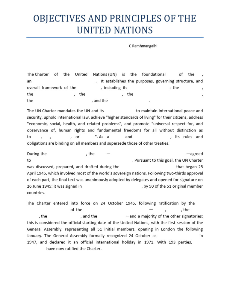 Objectives and Principles of The United Nations | PDF | United Nations ...