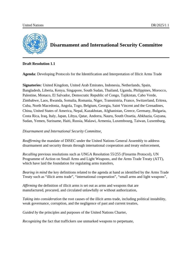 DISEC Draft Resolution 1.1 | PDF | Smuggling | International Relations
