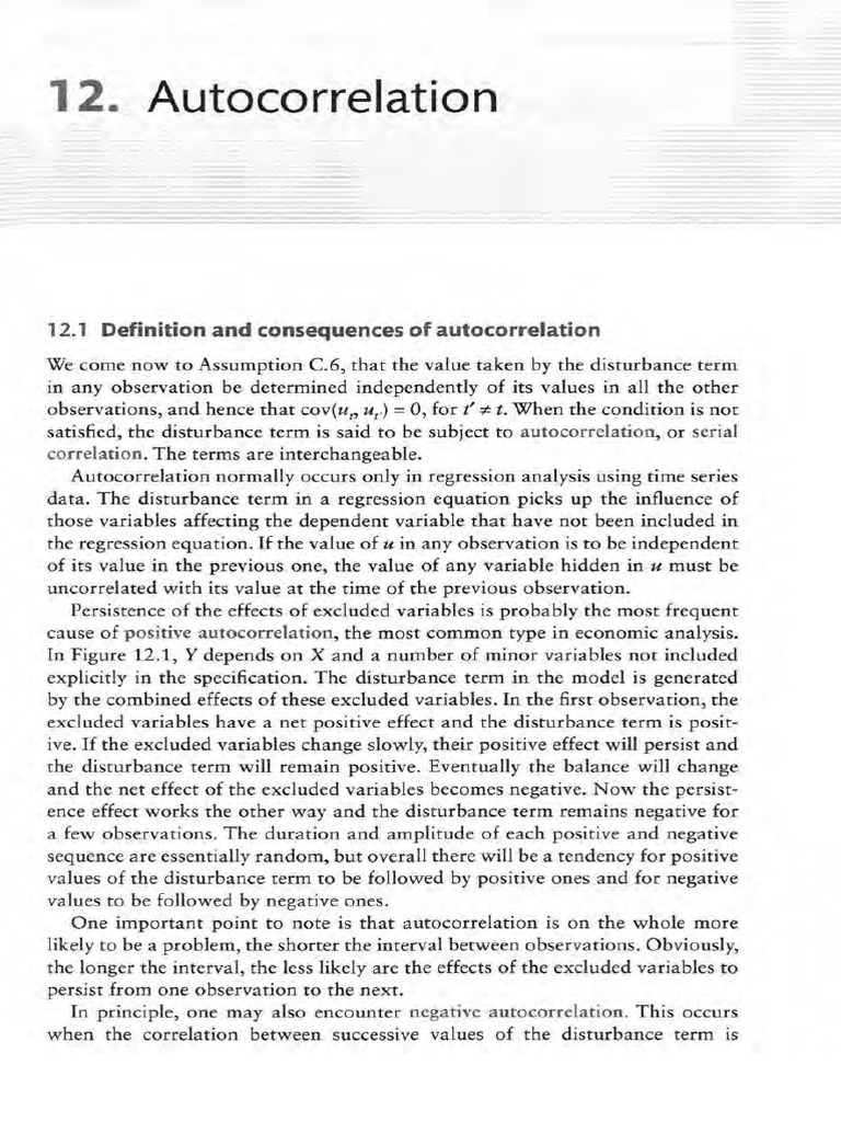 Autocorrelation in Regression Analysis | PDF | Autocorrelation | Errors ...