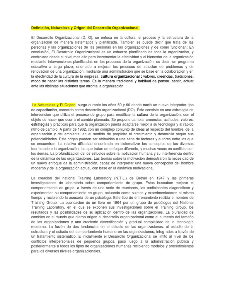 El Origen y Evolución del Desarrollo Organizacional | PDF | Desarrollo