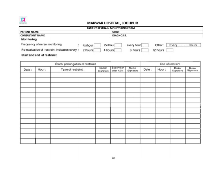 COP 16F Restrain Montioring Sheet | PDF