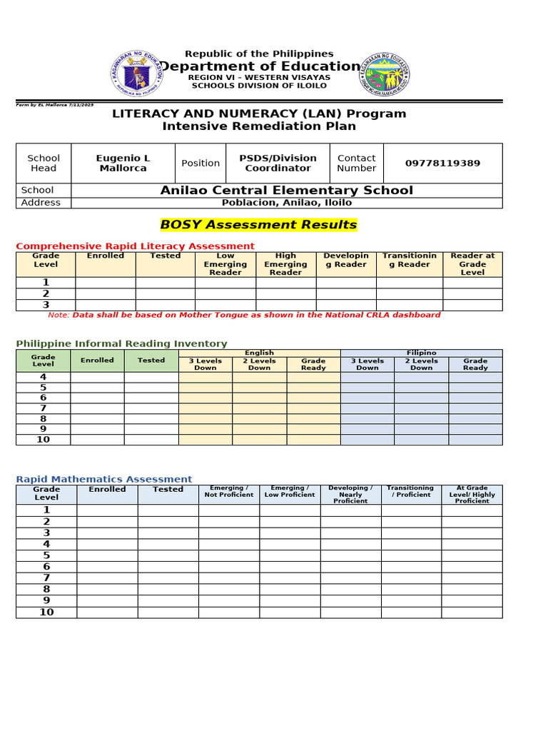 Literacy and Numeracy Remediation Plan | PDF | Literacy | Learning