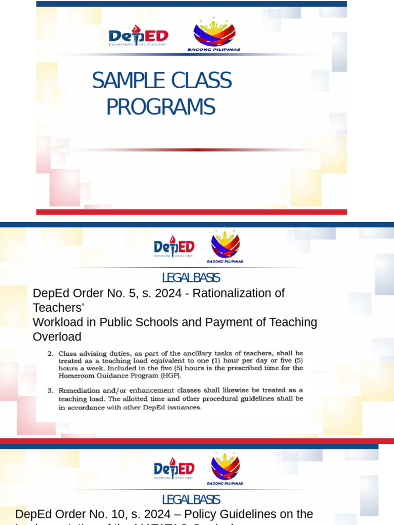 Sample Class Program for Aral Curriculum | PDF