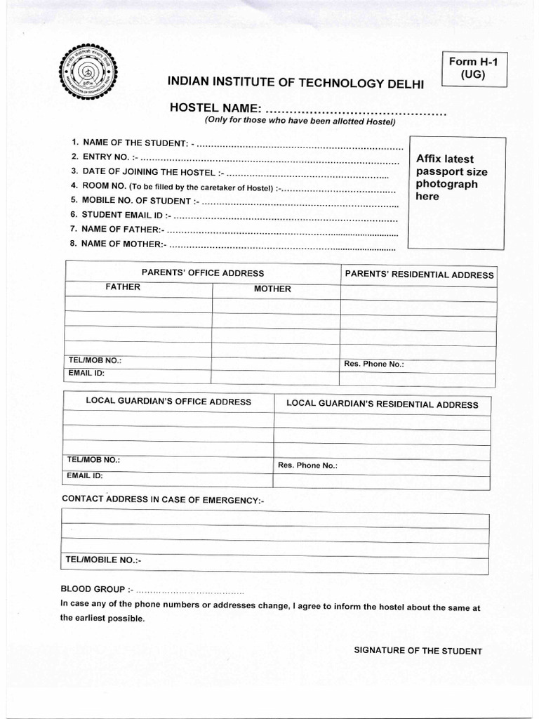 IIT Delhi Forms - 1 | PDF
