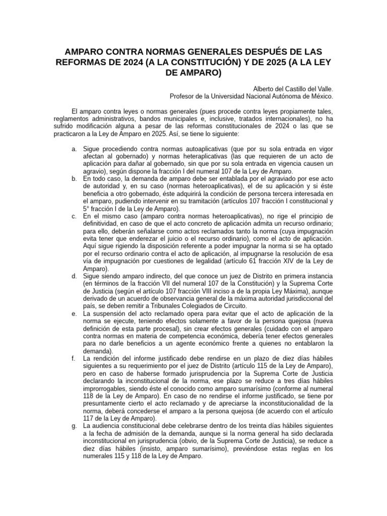 Amparo contra Normas Generales 2024-2025 | PDF | Caso de ley ...