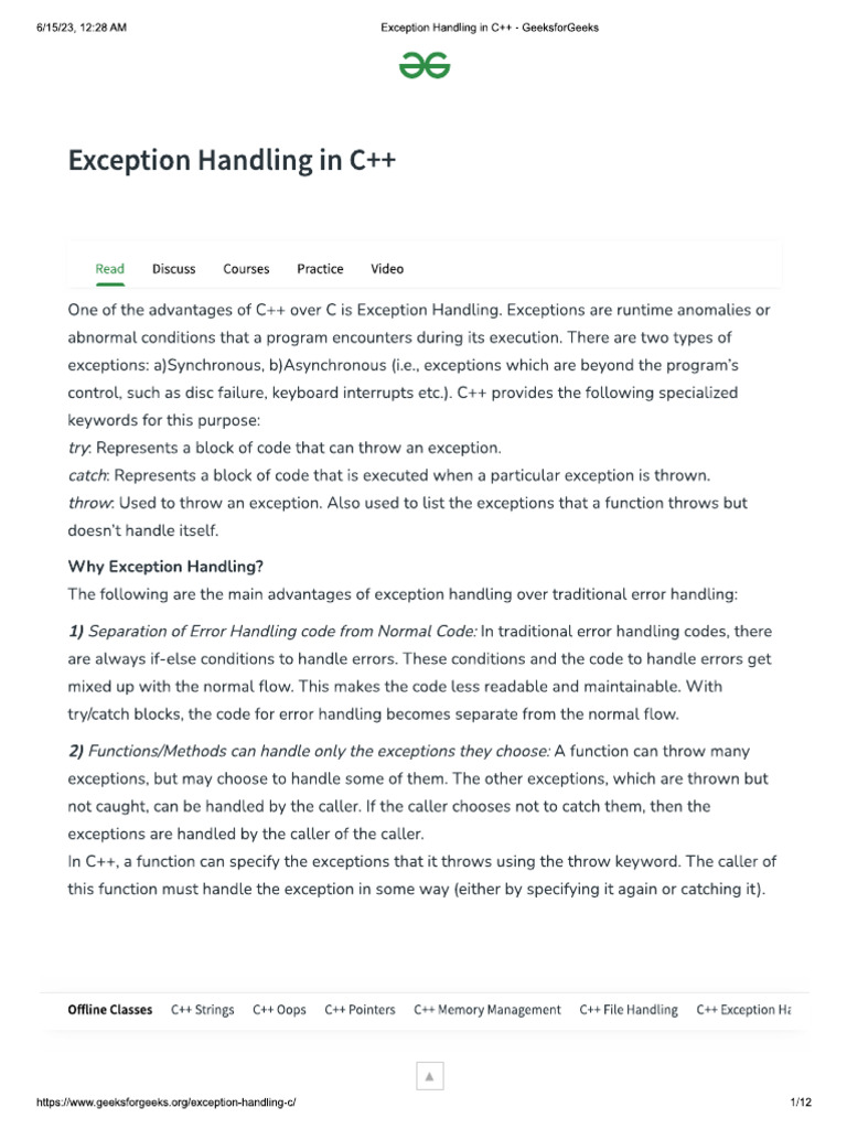 Exception Handling | PDF