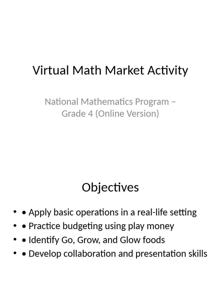 Virtual Math Market Grade4 | PDF