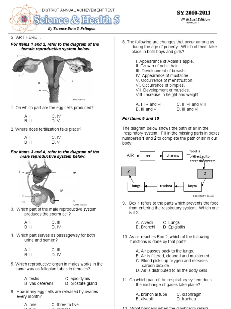 Science Test for Grade 5  Lung  Tide