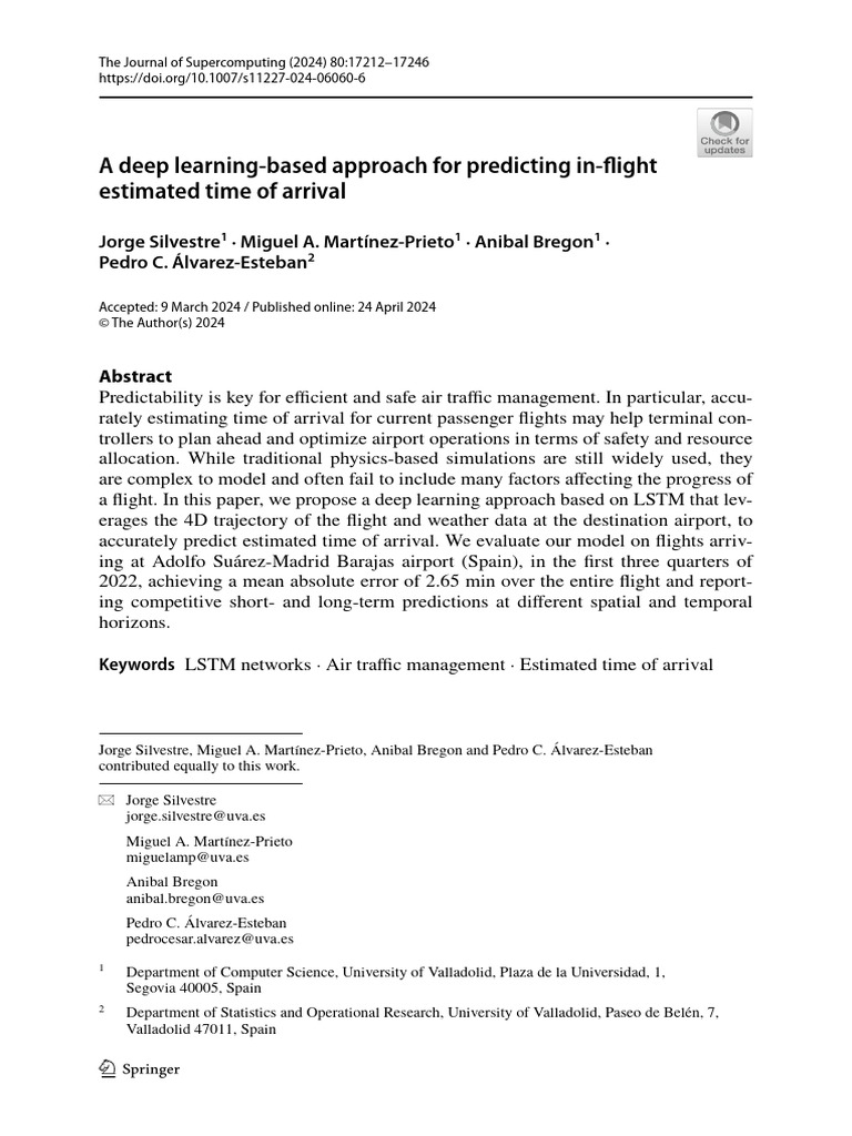 Deep Learning for Flight ETA Prediction | PDF