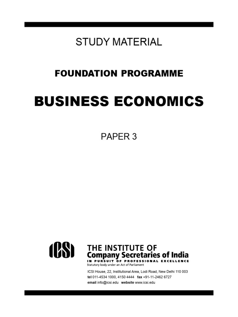 Business Economics Study Material | PDF | Demand | Supply (Economics)