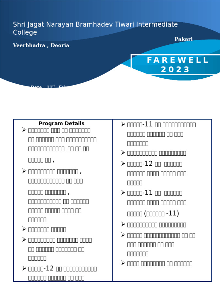 Farewell Anchoring Script For 12th Board Students | PDF