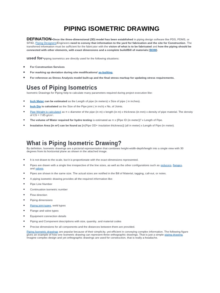 Piping Isometric Drawing Overview | PDF | Pipe (Fluid Conveyance ...