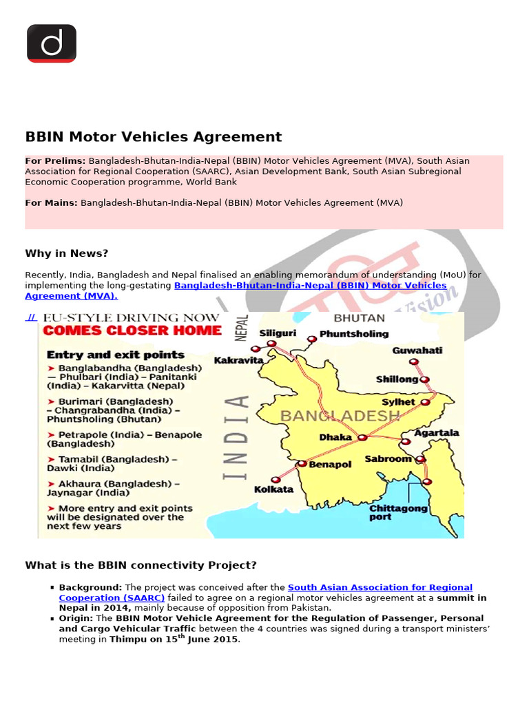 BBIN Motor Vehicles Agreement Update | PDF | Transport