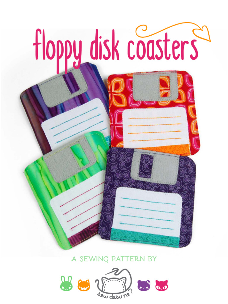 Floppy Disk Coasters Sewing Pattern | PDF | Sewing | Appliqué