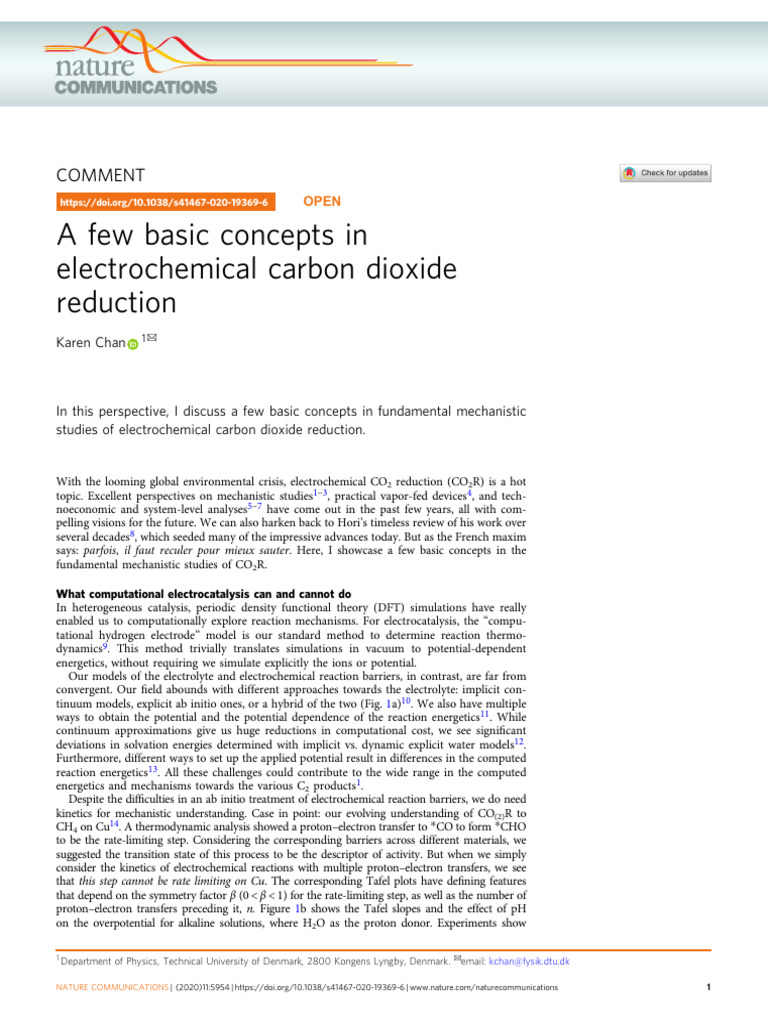 Basics of Electrochemical CO2 Reduction | PDF | Electrochemistry ...