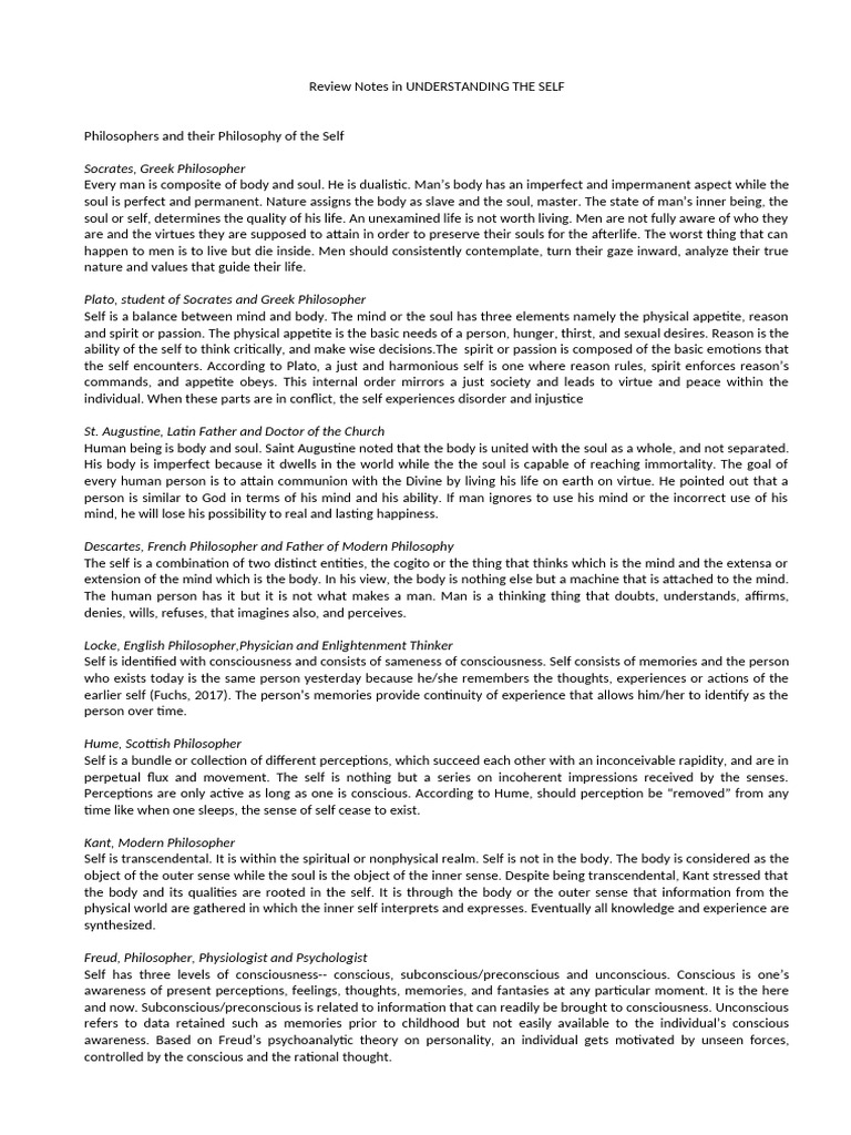Philosophers on the Concept of Self | PDF | Sexual Orientation ...