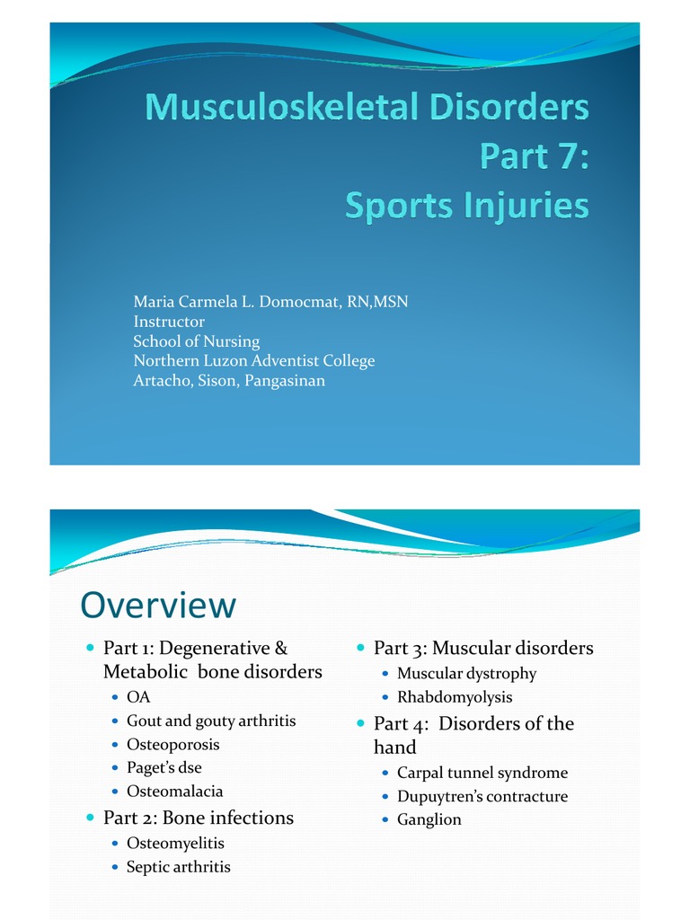 Musculoskeletal Disorders Part 7 Sports Injuries Pdf Elbow Dance