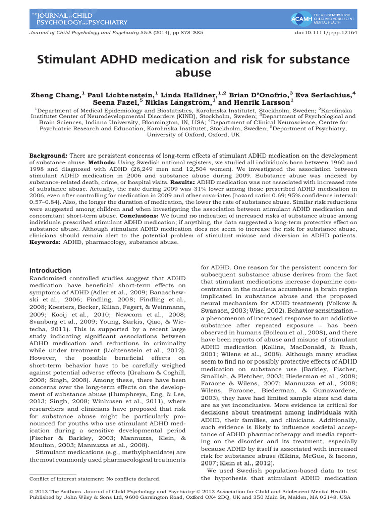 ADHD Medication and Substance Abuse Risk | PDF | Attention Deficit ...