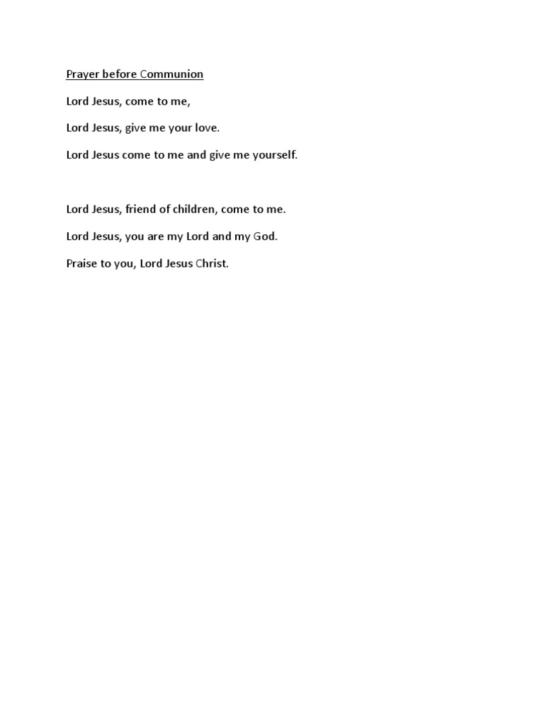 Prayer for Communion Reflection | PDF