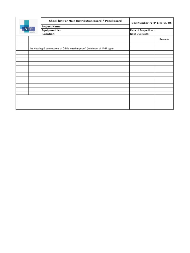 DB Inspection Checklist Overview | PDF