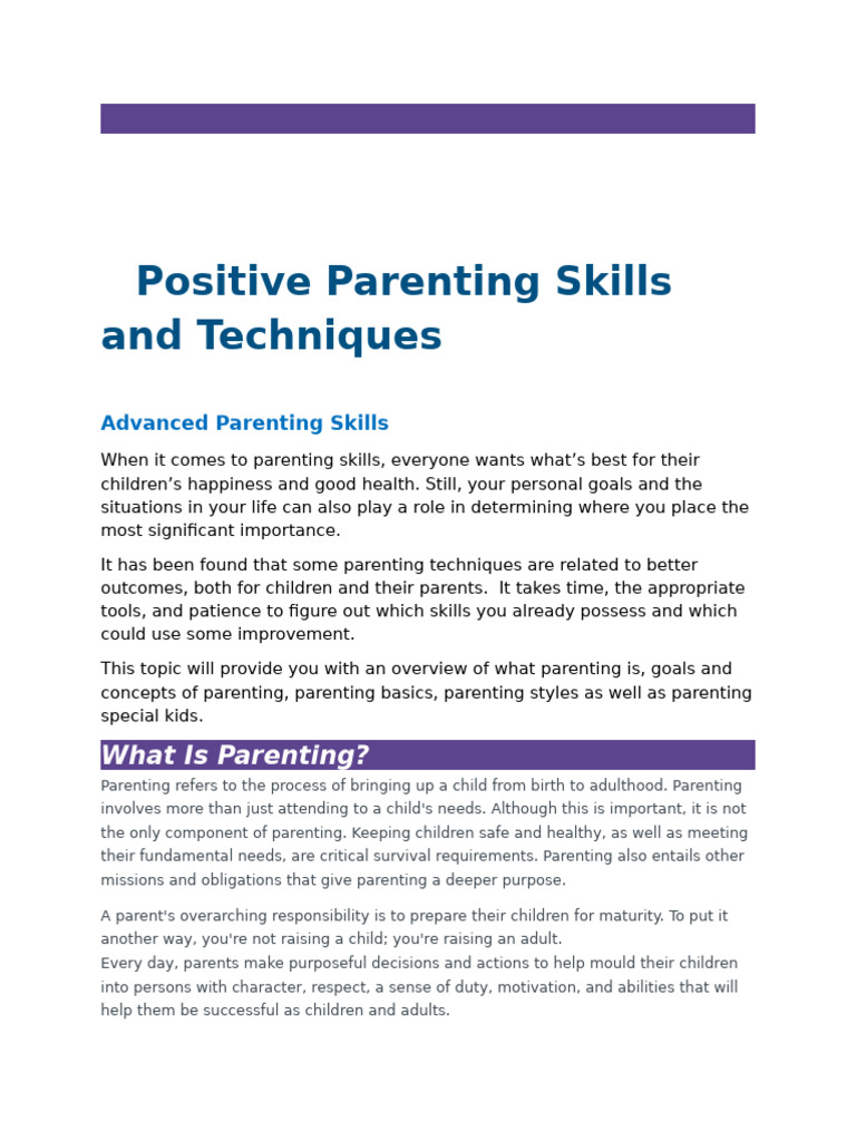 Essential Parenting Skills Explained | PDF | Attachment Theory | Parenting