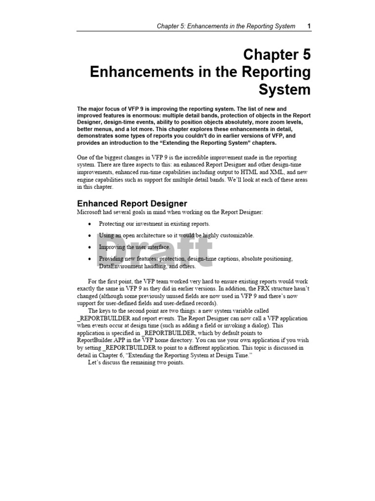 VFP 9 Reporting System Enhancements | PDF | Window (Computing) | Html