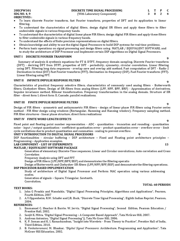 Discrete Time Signal Processing Course | PDF | Digital Signal ...