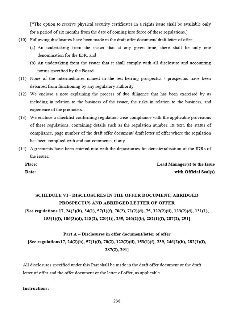 Offer Document Disclosure Guidelines | PDF | Securities (Finance ...