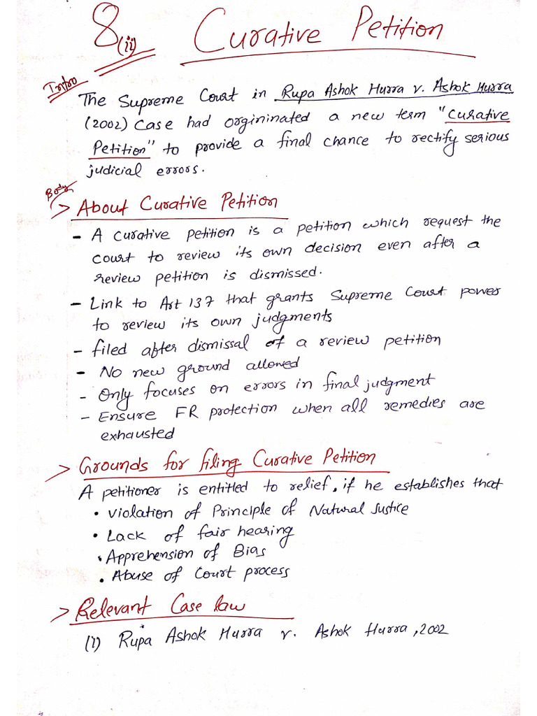 Curative Petition, Topic - 08 (II), LB-402 (Admin Law) | PDF