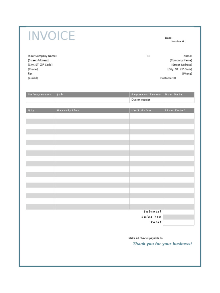Professional Invoice Template | PDF