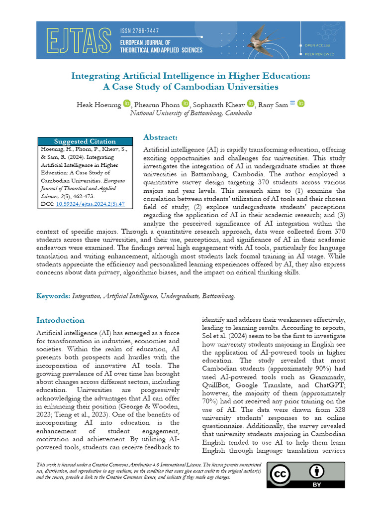 AI Integration in Cambodian Universities | PDF | Artificial ...