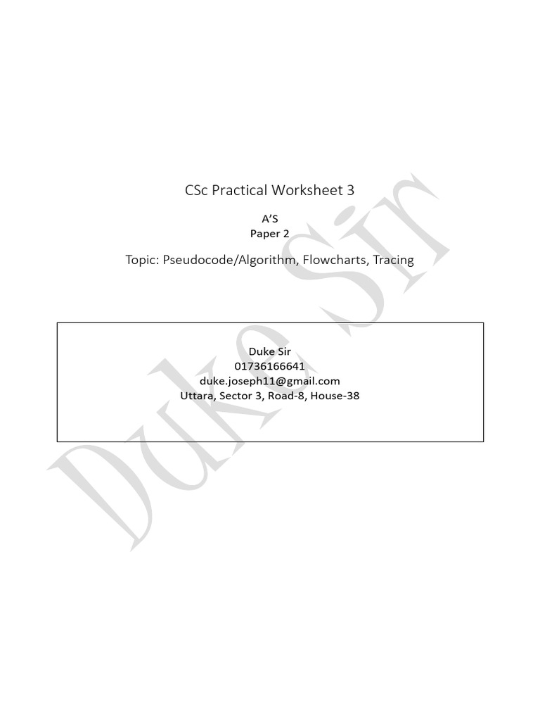CSc. Worksheet 3-Chapter 11 | PDF