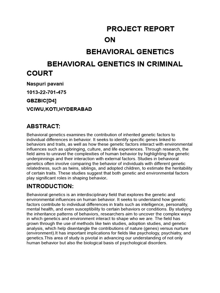Behavioral Genetics in Criminal Court | PDF | Nature Versus Nurture ...