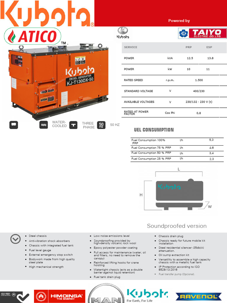 Kubota 12.5 Kva | PDF | Diesel Engine | Insulator (Electricity)