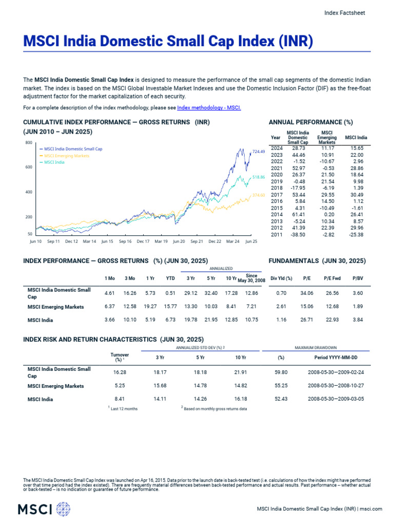MSCI India Domestic Small Cap Index Overview | PDF | Financial Markets ...