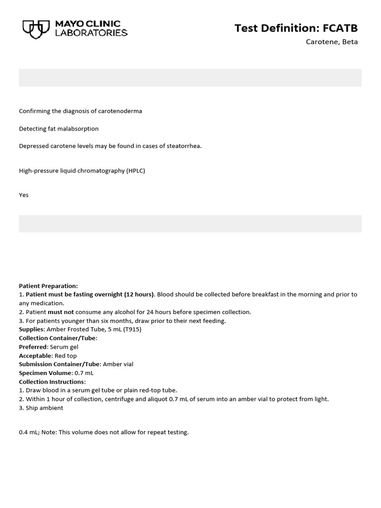 Test Information FCATB | PDF | Medical Specialties | Clinical Medicine